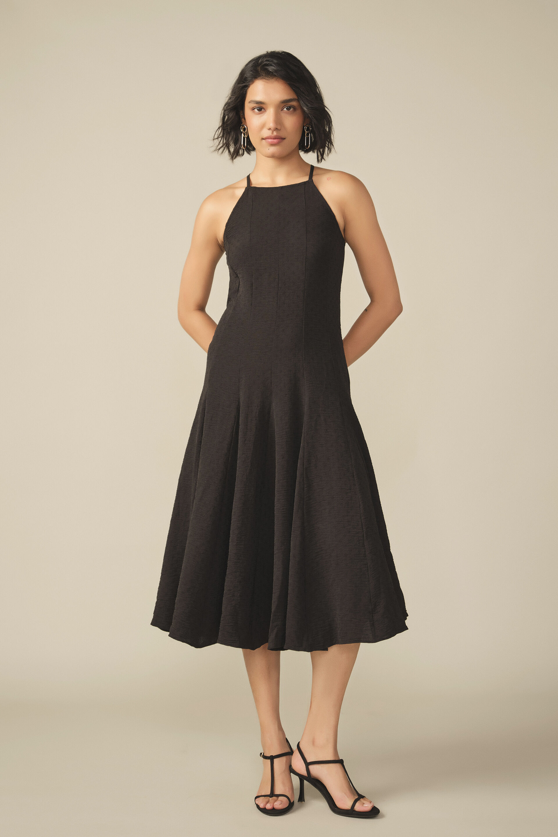 Halter Midi Dress in Black